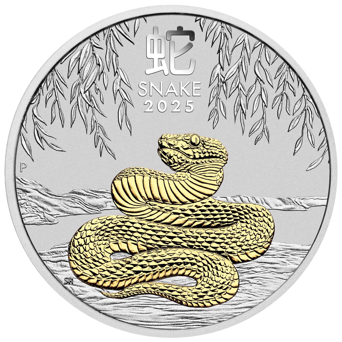 2024 Perth Mint Fine Silver Gilded 1oz $1 Coin - Lunar Year of the Snake