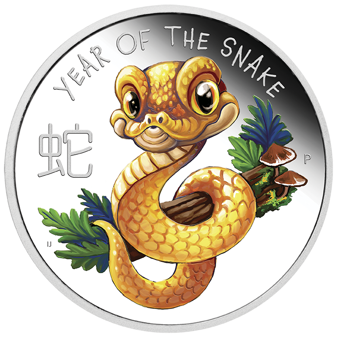 2025 Perth Mint Silver Proof Colourised 1/2oz 50c Coin - Baby Snake