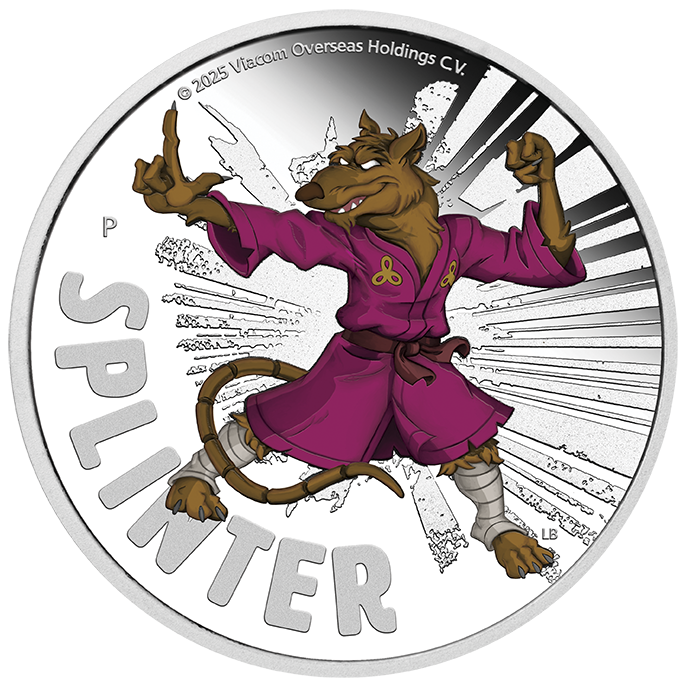 2025 Perth Mint Silver Proof Colourised 1oz $1 Coin - TMNT Master Splinter