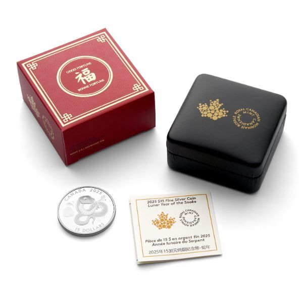 2025 Royal Canadian Mint Fine Silver Proof 1oz $15 Coin - Year of the Snake