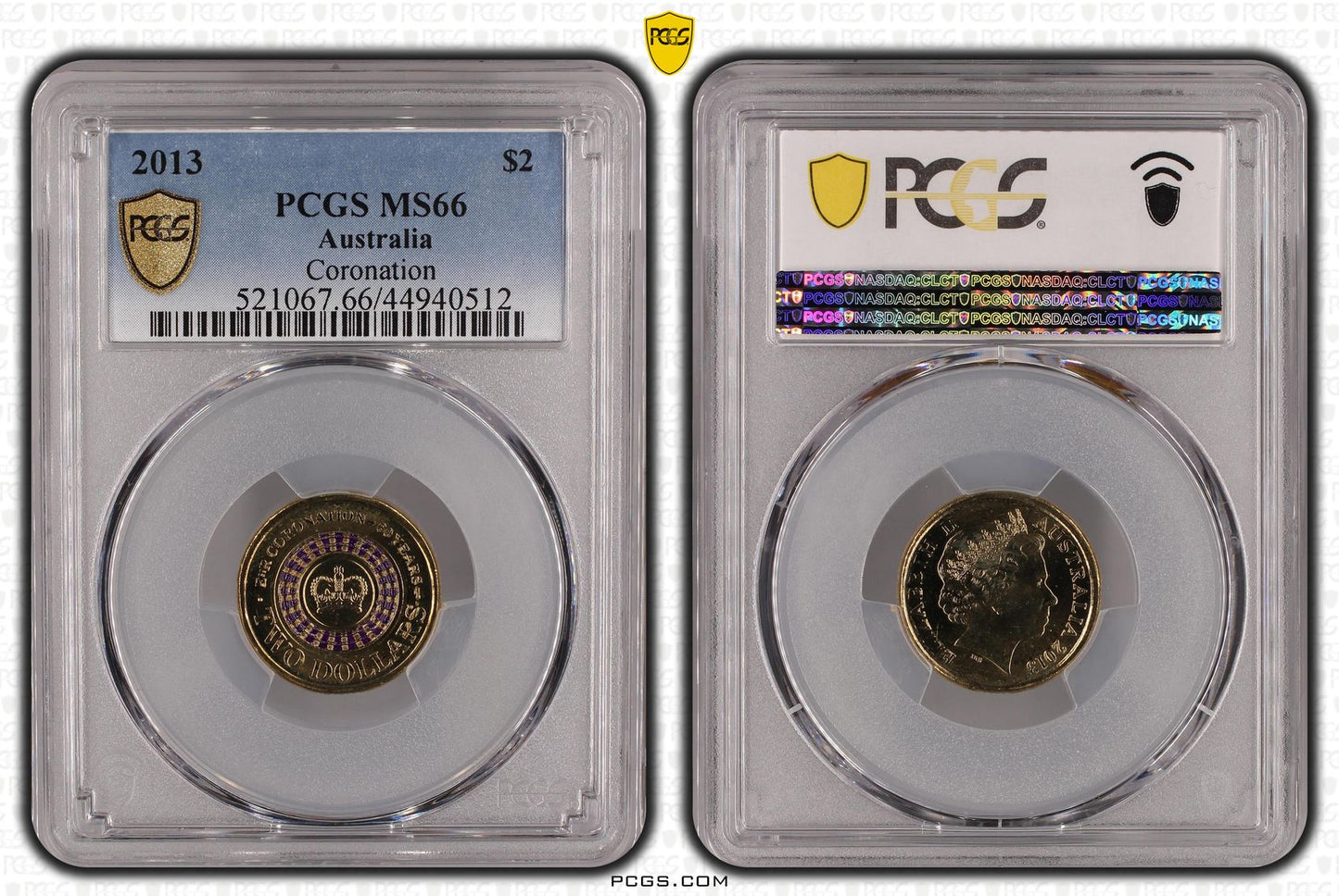 2013 Royal Australian Mint UNC $2 Coin - QEII Coronation PCGS MS66