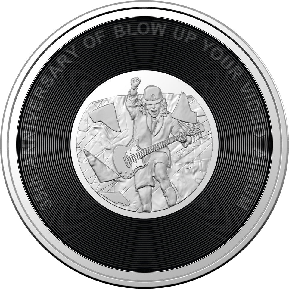 2022 Royal Australian Mint UNC Colourised 20c Coin on Card - AC/DC Blow Up Your Video