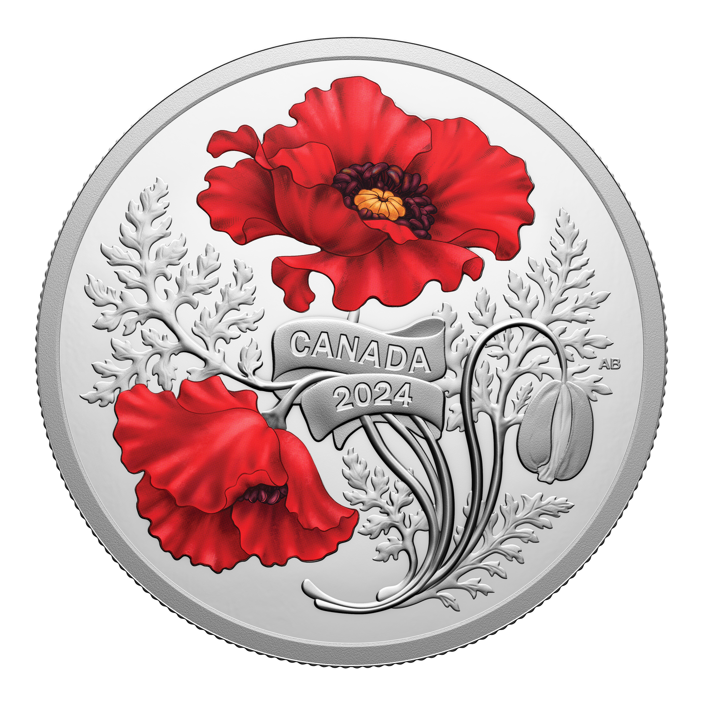 2024 Royal Canadian Mint Fine Silver Proof Colourised $20 Coin - Remembrance Day