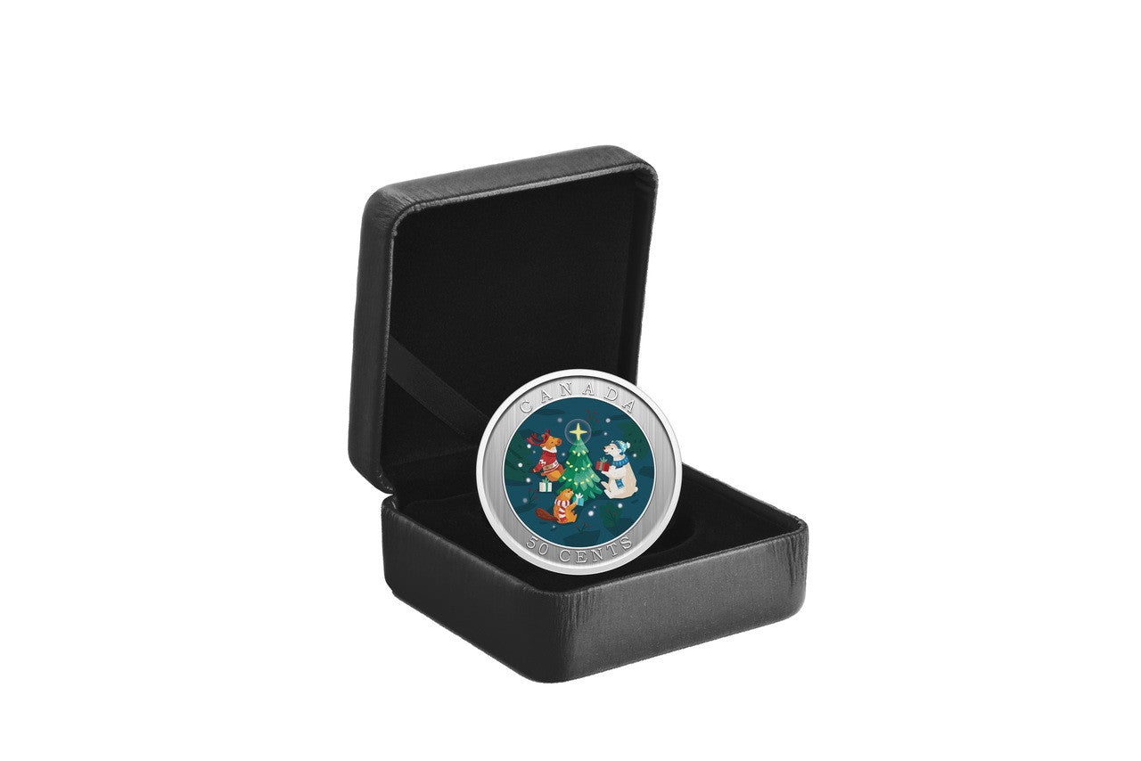 2024 Royal Canadian Mint UNC Colourised Lenticular 50c Coin - Trimming the Xmas Tree