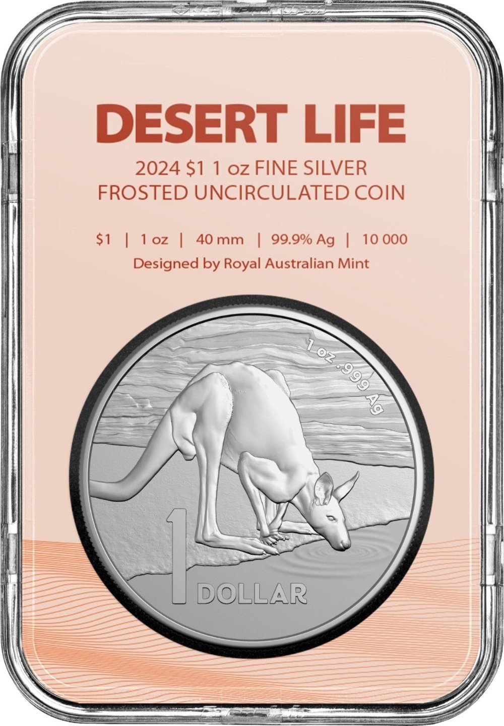 2024 Royal Australia Mint UNC Silver 1oz $1 Coin - Kangaroo Desert Life