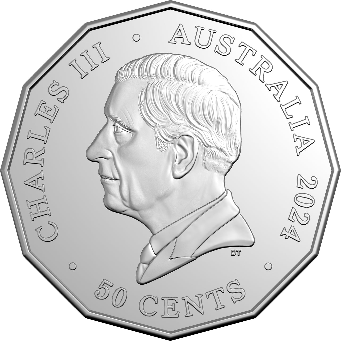 2024 Royal Australian Mint UNC Colourised 50c Coin on Card - 50th Anniversary of Countdown