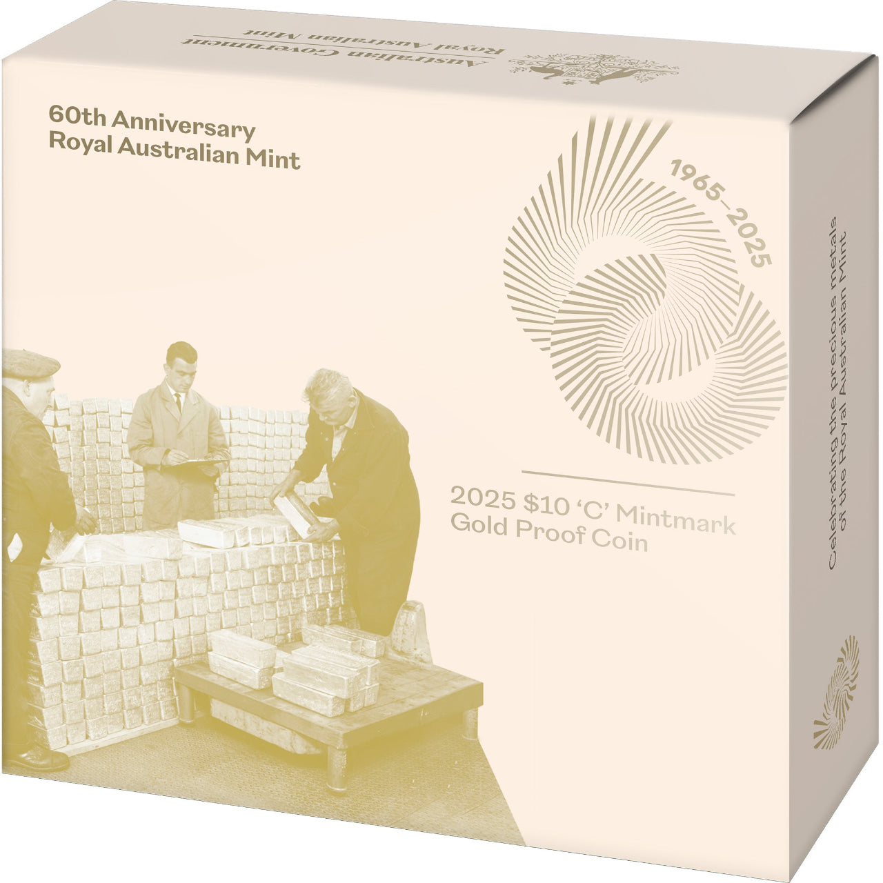 2025 C Royal Australian Mint 1/10oz Gold Proof $10 Coin - 60th Anniversary of RAM