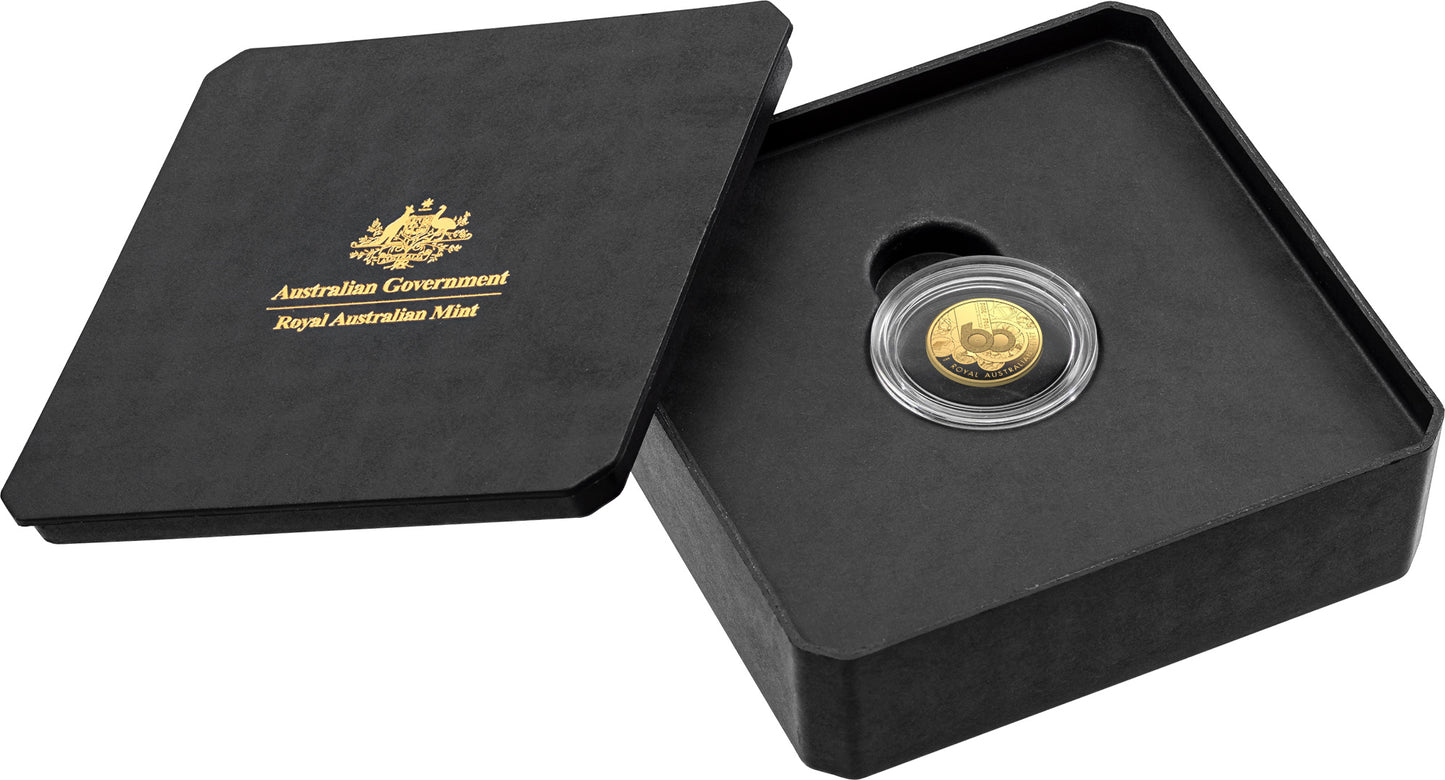 2025 C Royal Australian Mint 1/10oz Gold Proof $10 Coin - 60th Anniversary of RAM