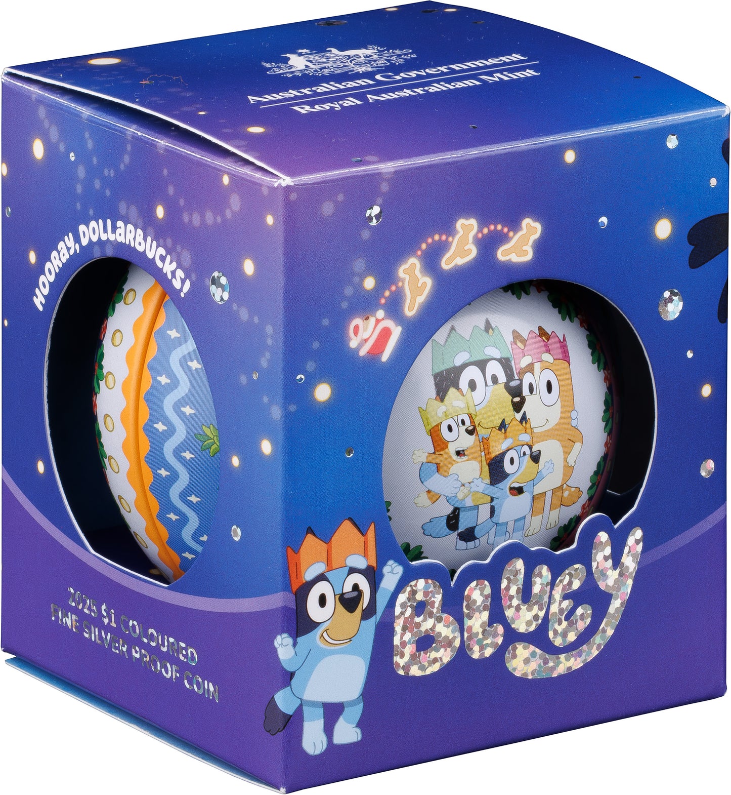 2025 Fine Silver Proof Colourised $1 Coin - Bluey Xmas