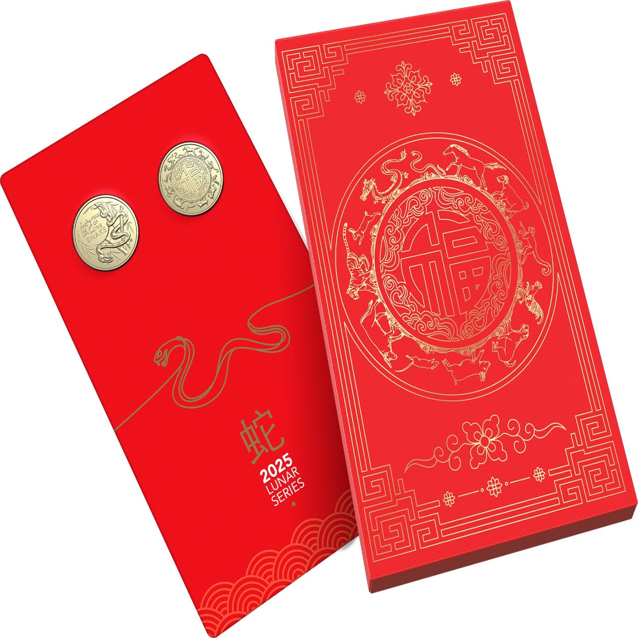 2025 UNC $1 2-Coin Set on Card - Lunar Year of the Snake
