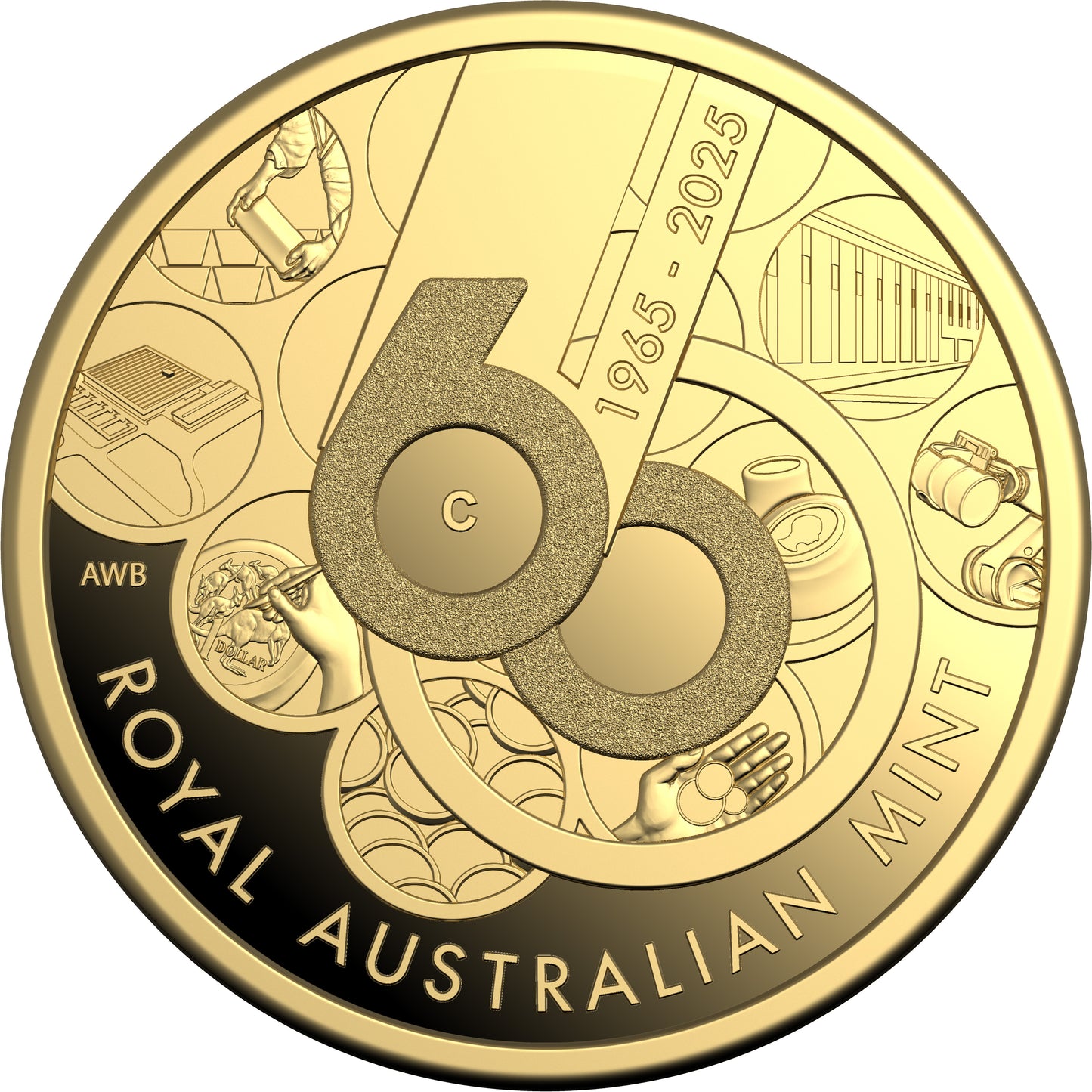 2025 C Royal Australian Mint 1/10oz Gold Proof $10 Coin - 60th Anniversary of RAM