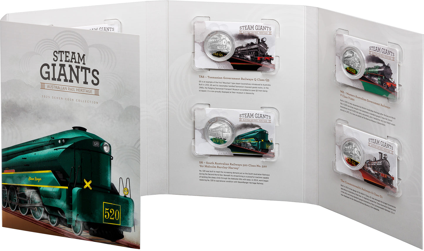 2025 UNC 50c 7-Coin Set Steam Giants + FREE Bluey Xmas $1 Coin