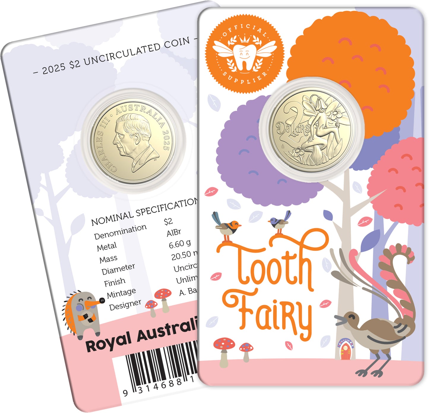 2025 Royal Australian Mint UNC $2 Coin on Card - The Tooth Fairy