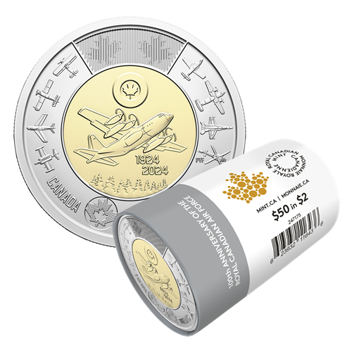 2024 Royal Canadian Mint UNC $2 Coin Roll - 100th Anniversary of Royal Canadian Airforce
