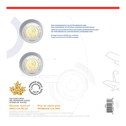 2024 Royal Canadian Mint UNC $2 2-Coin Set on Card - 100th Anniversary of Royal Canadian Airforce