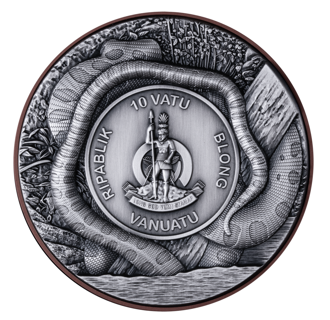 2025 UNC 10g Silver / 145g Copper Vanuatu 10 Vatu Double Giant Anaconda
