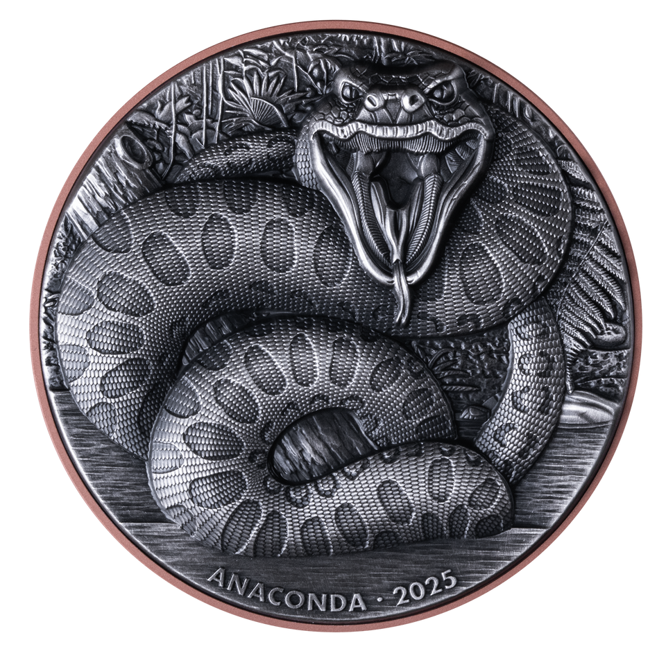 2025 UNC 10g Silver / 145g Copper Vanuatu 10 Vatu Double Giant Anaconda