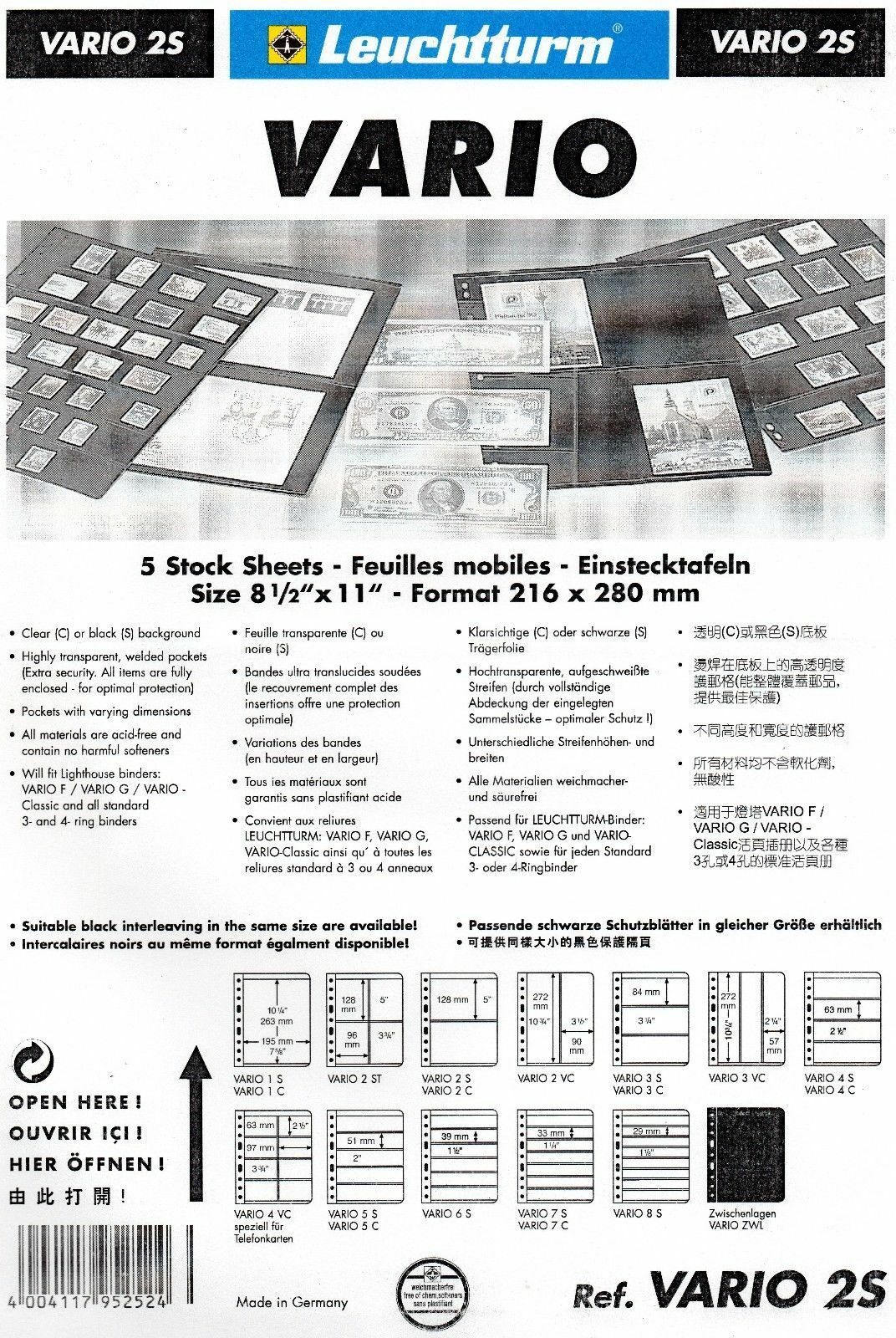 Lighthouse VARIO 2S Banknote Album Sleeves
