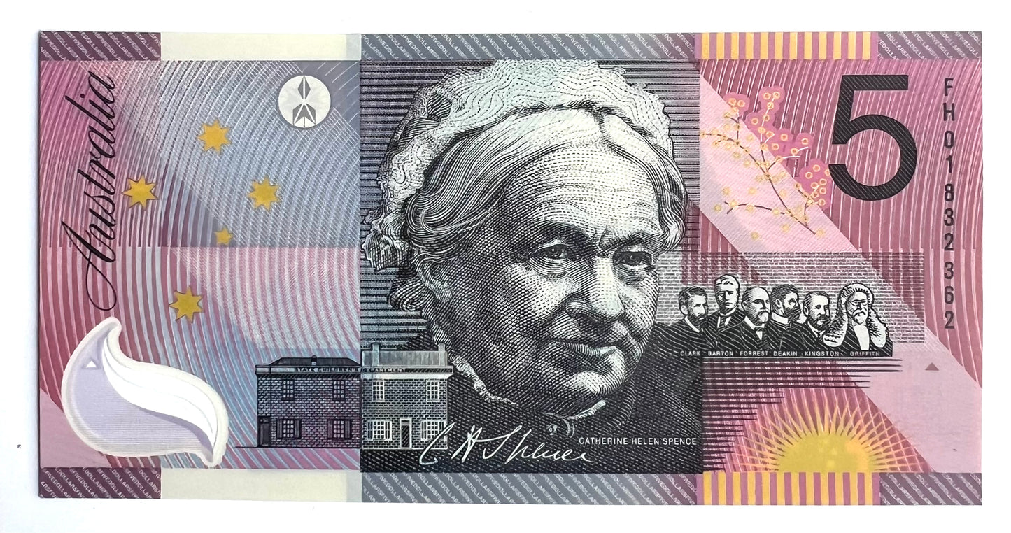 2001 R219 Australia MacFarlane / Evans UNC $5 Banknote - Centenary of Federation
