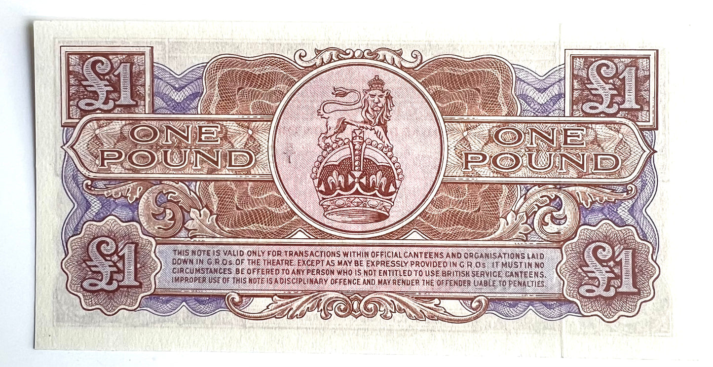 1956 N205989 British Armed Forces UNC £1 Banknote 3rd Series