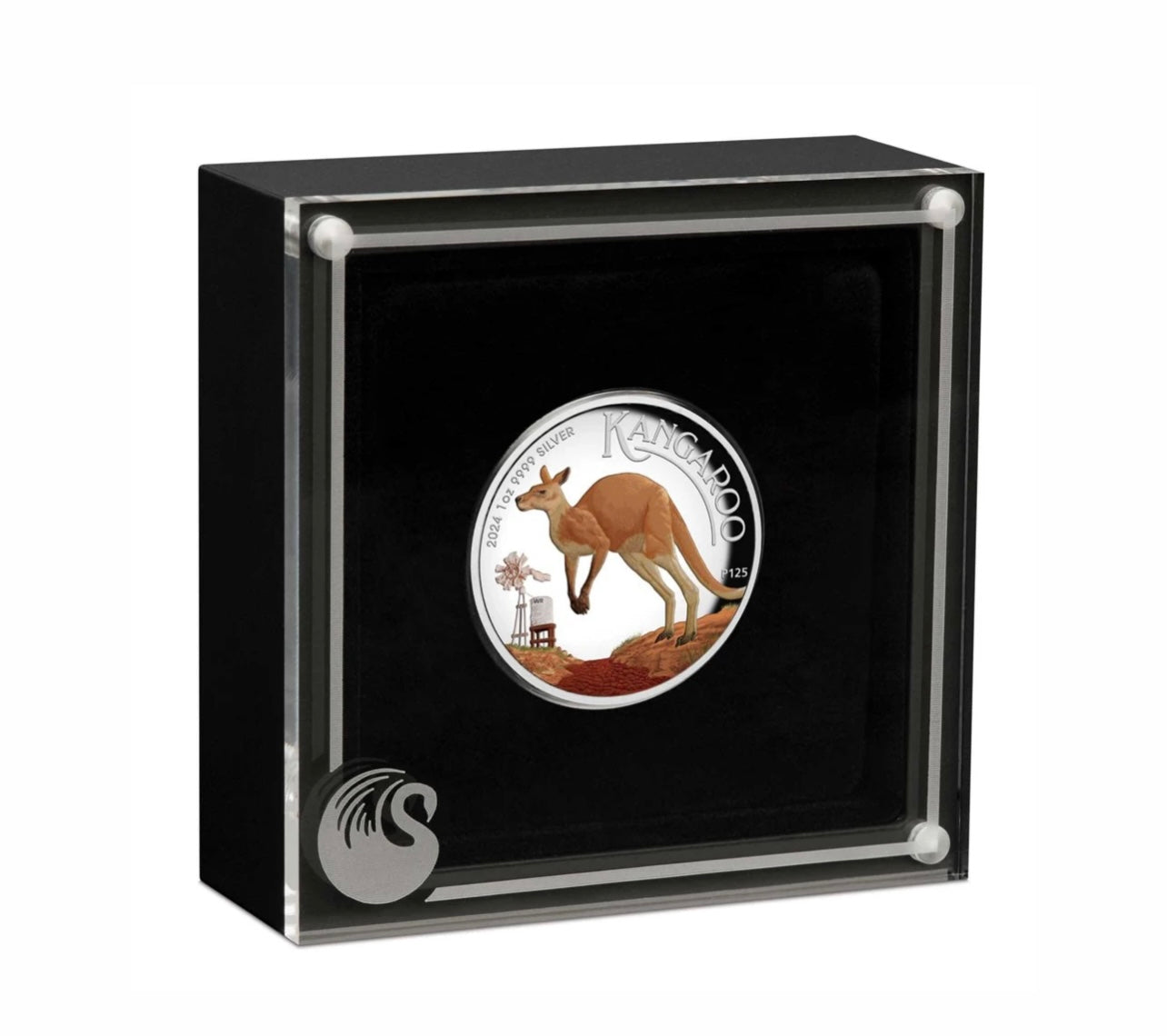 2024 Perth Mint Silver Proof High Relief Colourised 1oz $1 Coin - Kangaroo