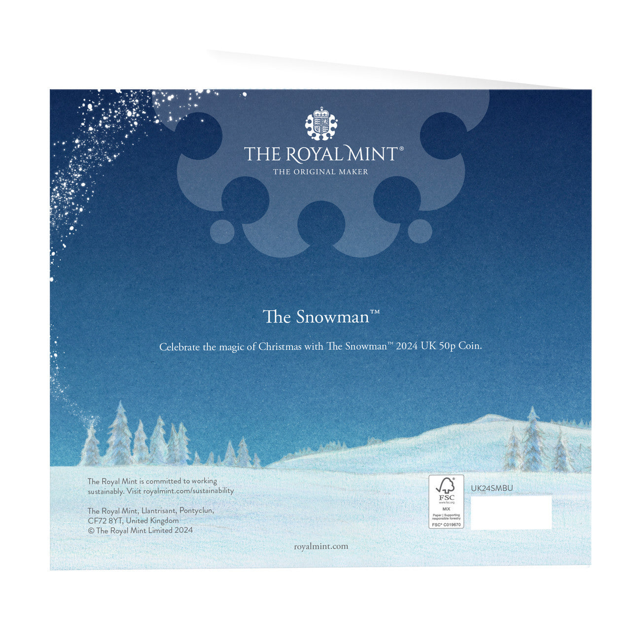 2024 Royal Mint UK BUNC 50c Coin on Card - The Snowman