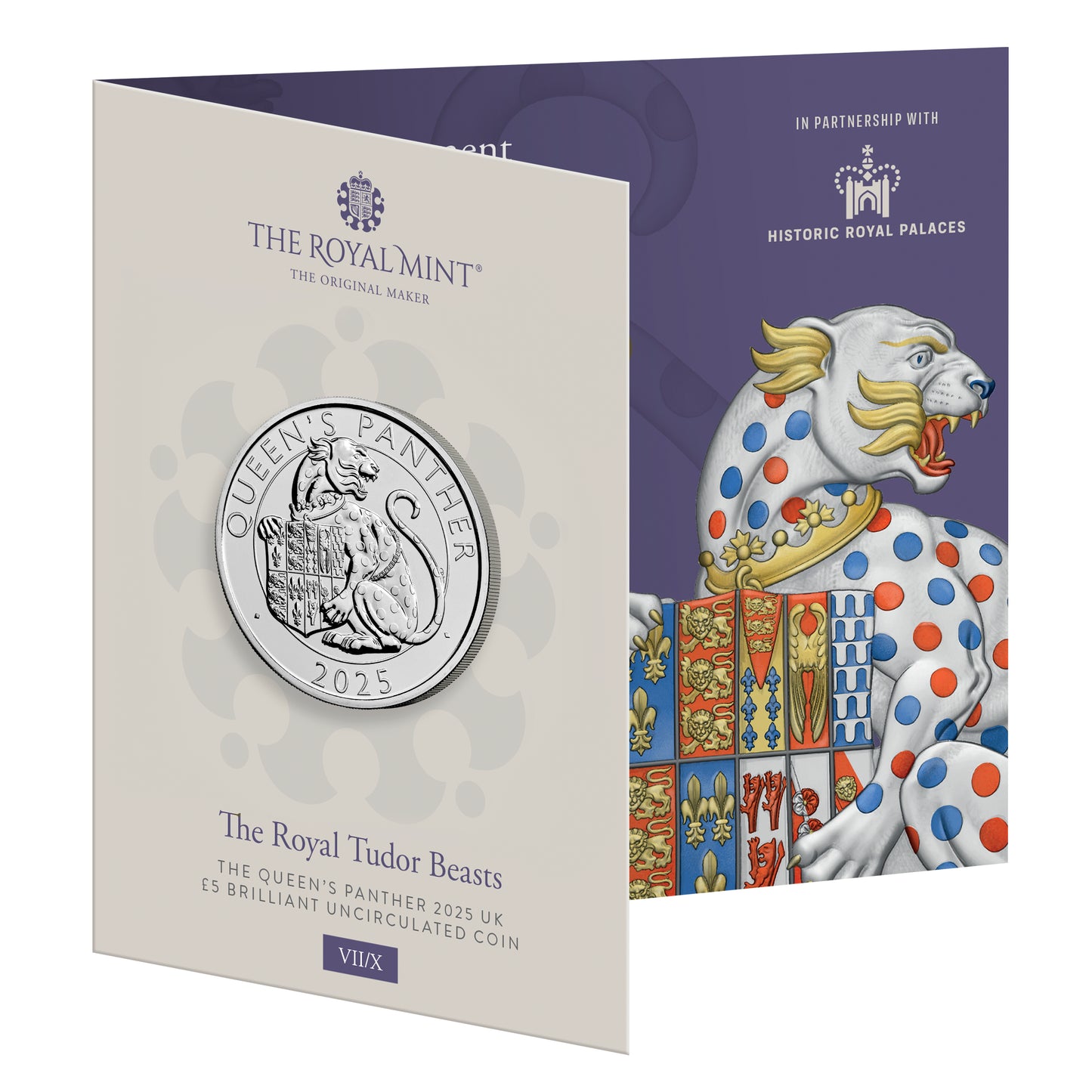 2024 Royal Mint UK BUNC 5 Pound Coin on Card - Royal Tudor Beasts The Queens Panther