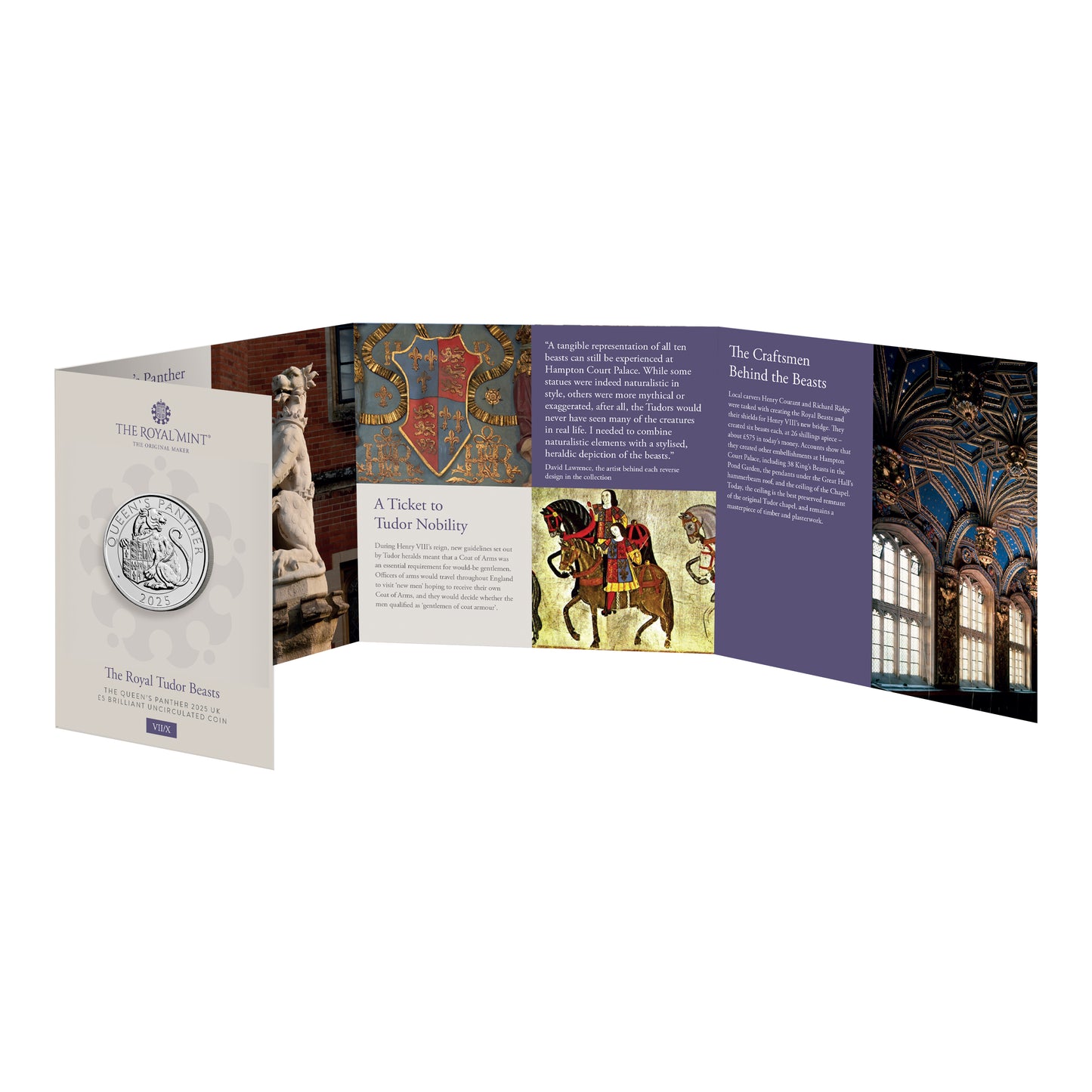 2024 Royal Mint UK BUNC 5 Pound Coin on Card - Royal Tudor Beasts The Queens Panther