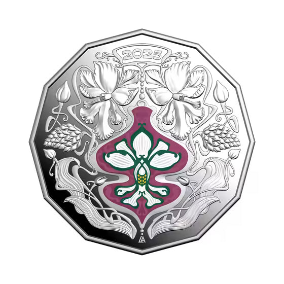 2025 Fine Silver Proof Colourised 50c Coin - Festive Florals