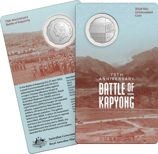 2026 UNC 50c Coin on Card - Battle of Kapyong