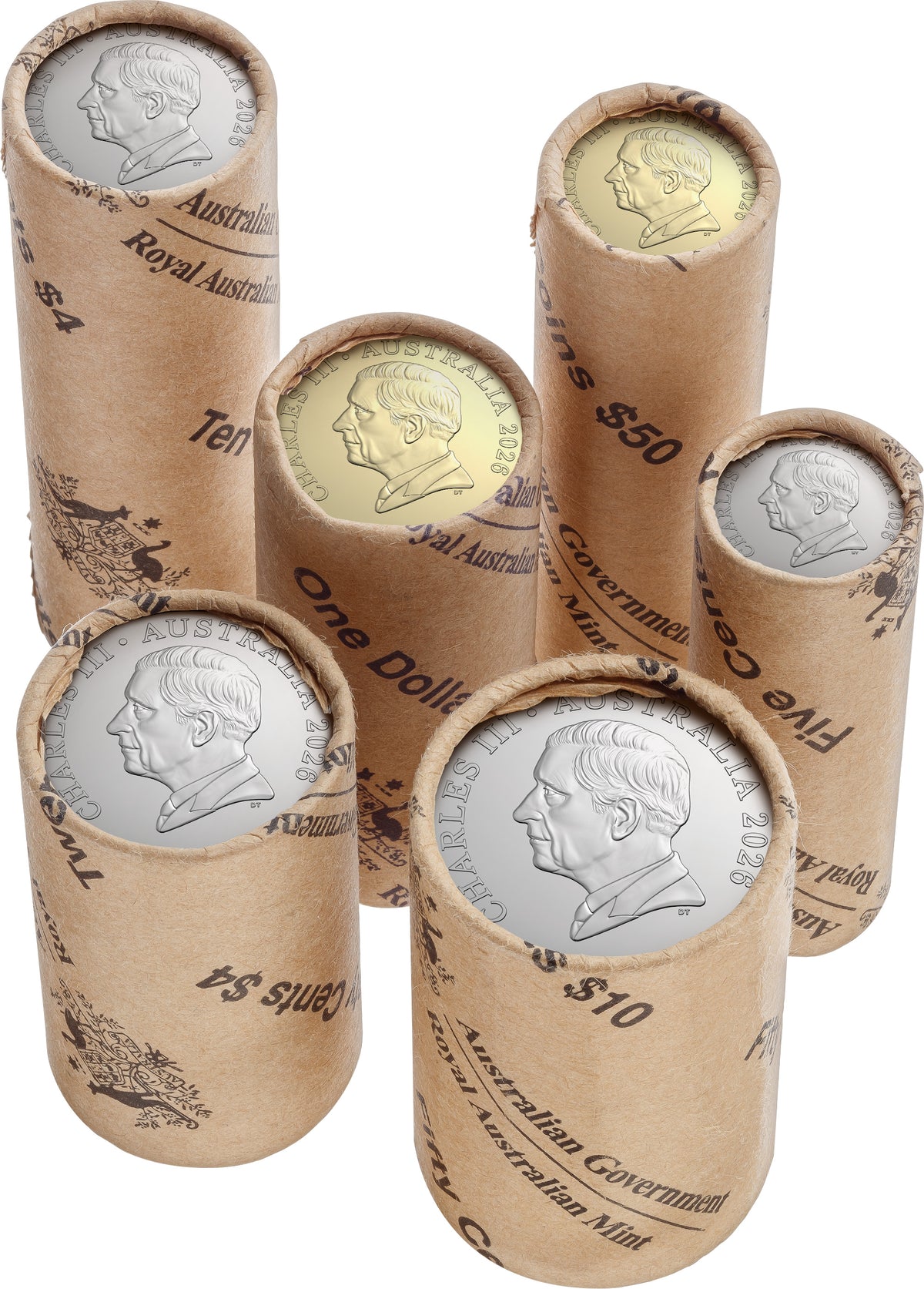 2027 Fine Silver Proof Colourised $1 Coin Bluey Cricket + 2026 UNC Non-Premium RAM Roll Set w/Six Mob of Roo $1 Roll