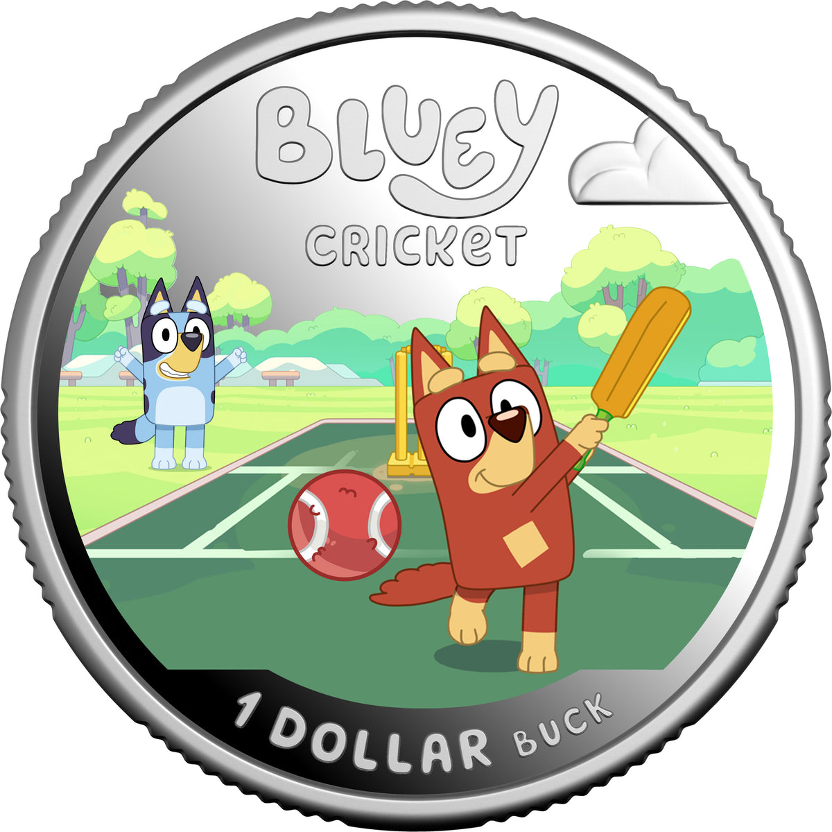 2027 Fine Silver Proof Colourised $1 Coin Bluey Cricket