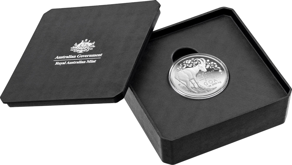 2027 Fine Silver Proof Colourised $1 Coin Bluey Cricket + 2027 Fine Silver Proof Domed 1oz $5 Coin - Lunar Goat