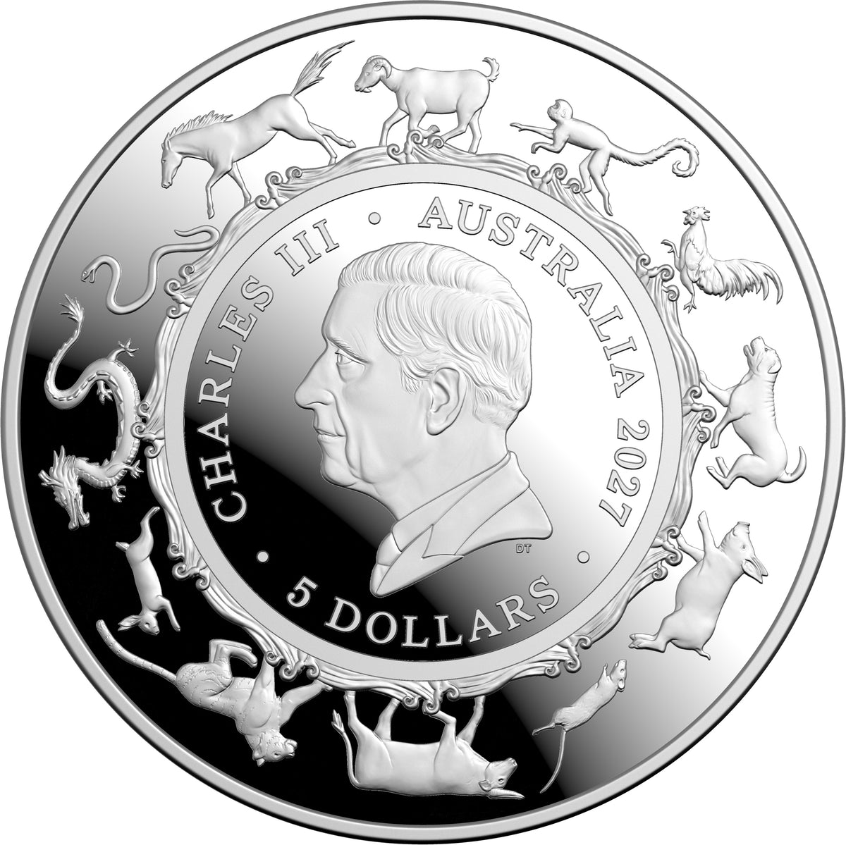 2027 Fine Silver Proof Colourised $1 Coin Bluey Cricket + 2027 Fine Silver Proof Domed 1oz $5 Coin - Lunar Goat