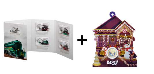 2025 UNC 50c 7-Coin Set Steam Giants + FREE Bluey Xmas $1 Coin