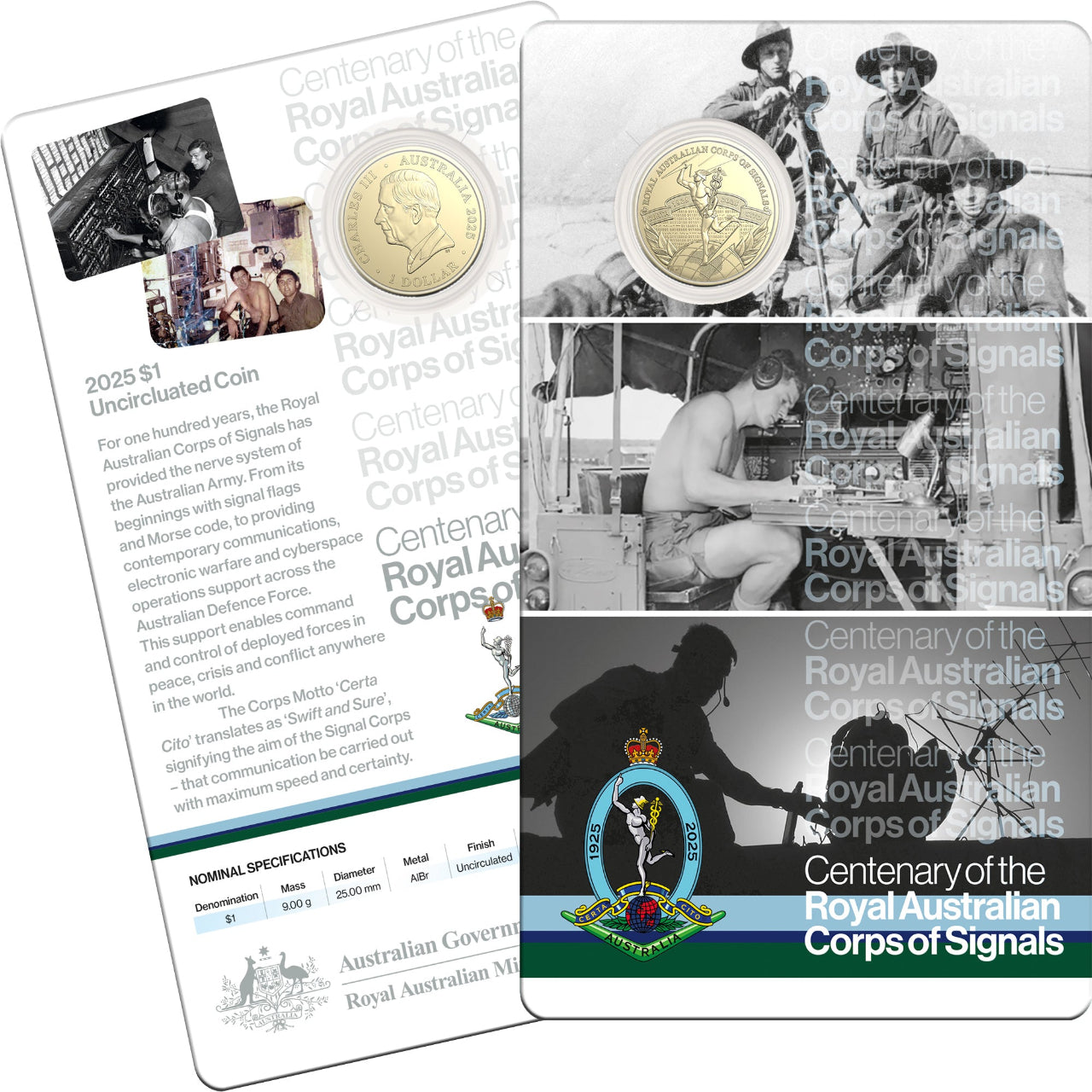 2025 Royal Australian Mint UNC $1 Coin - Centenary of Australian Royal Signals Corps